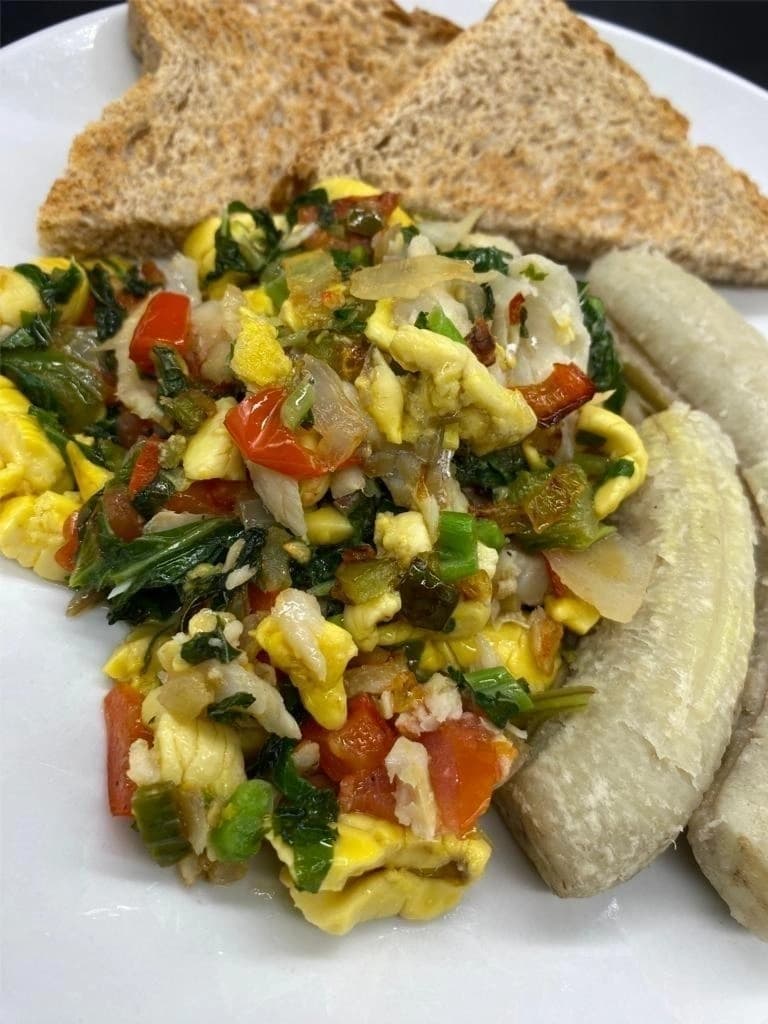 Ackee & Saltfish with callaloo Image