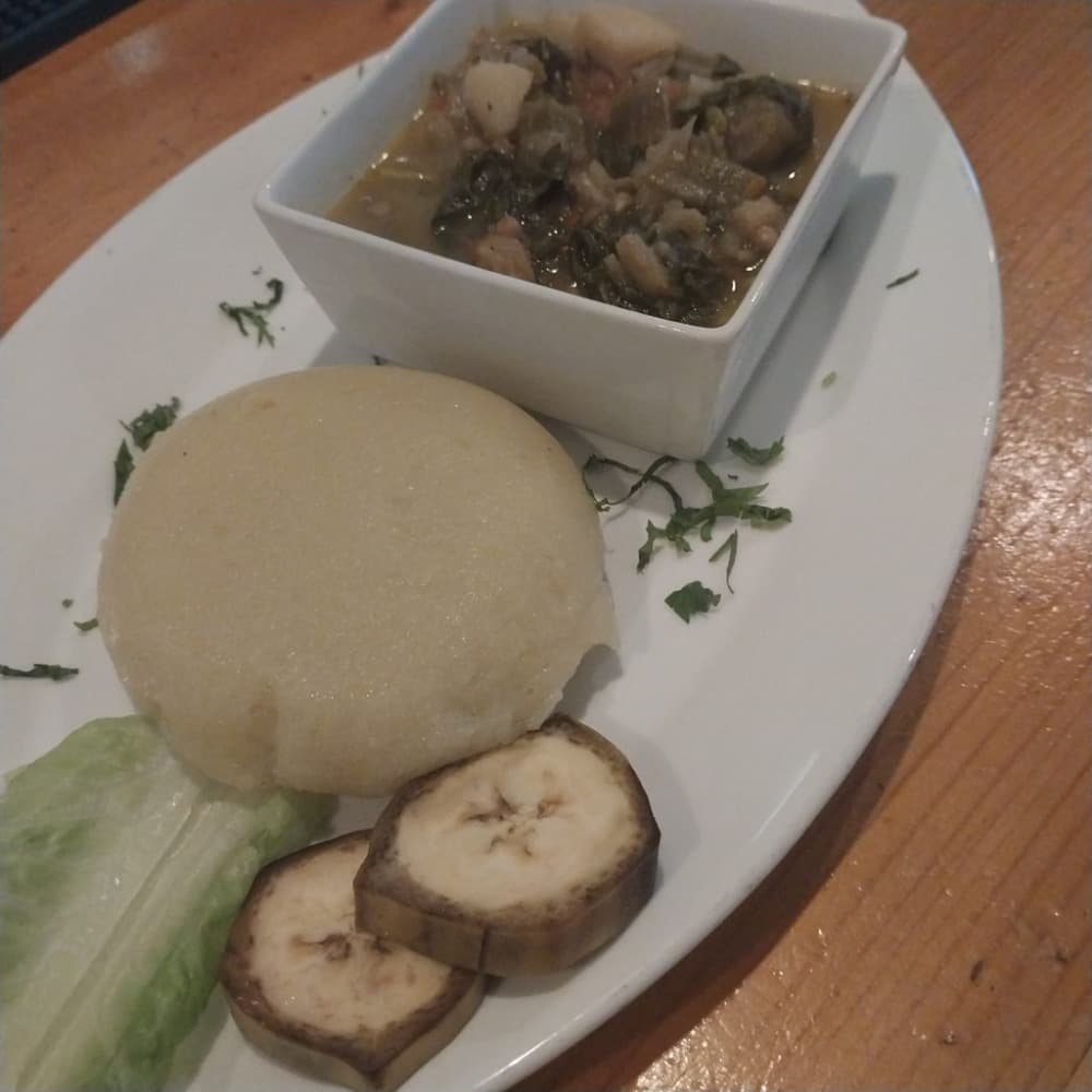 ๐ฌ๐ญ Vegetarian Okra soup with Fufu ๐ฌ๐ญ - Ghana Image