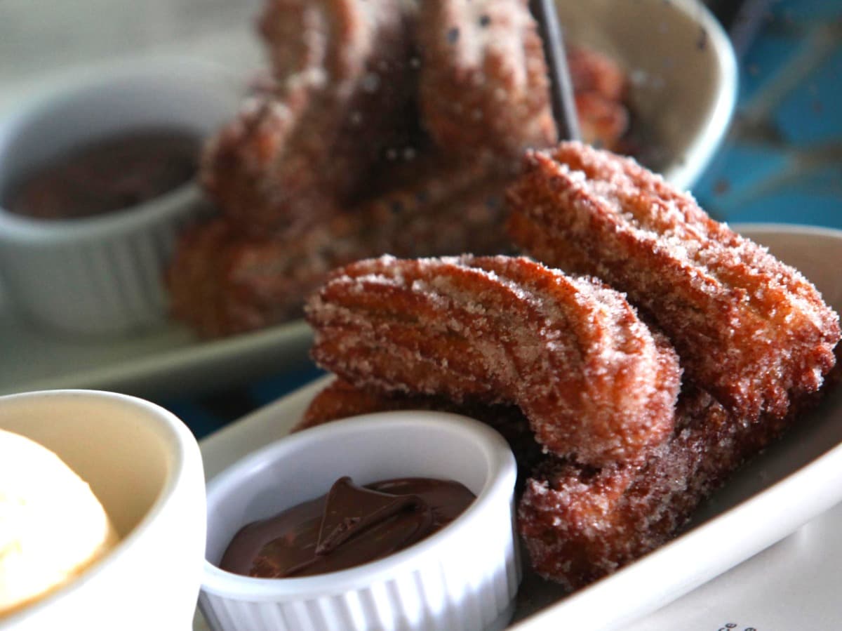 Cinnamon sugar churros with chocolate and hazelnut picture